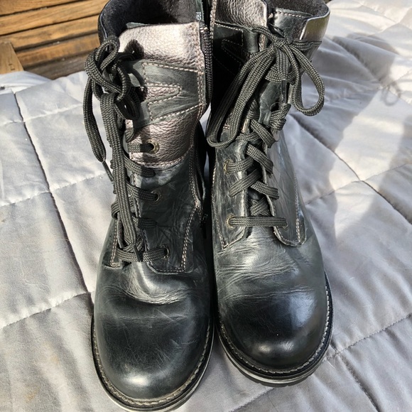 Dromedaris KARA boots black leather combat style - Picture 5 of 8